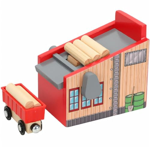 LOPUNER 1 set Trenino Legno con Accessori per Kit Educativo per Compleanni e Stimola Creatività e Abilità