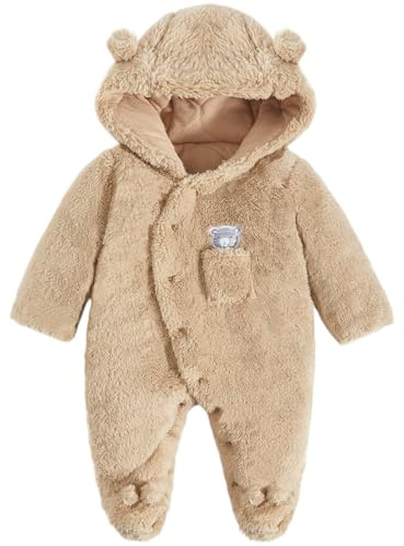 WYTbaby Mono para bebé recién nacido, traje de nieve, forro polar, ropa cálida para niñas y niños, 0-12 meses