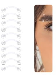 DJCIW Piercing per sopracciglio in bioflex trasparente, 14 G, 16 G, in plastica flessibile, per sopracciglio, labbro, cartilagine, trago e ombelico, ipoallergenico, curvo, gioiello da uomo, 8-18 mm
