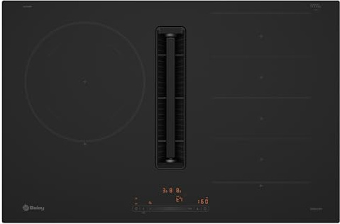 Balay - Placa de inducción con extractor integrado, 80 cm de ancho, FlexInducción Total, Control deslizante, Home Connect, Negro Mate, 3EBC989MH