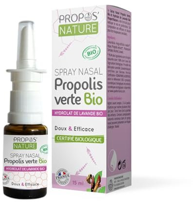Spray Nasal Bio - Propolis verte & Hydrolat de Lavande Bio - 15 ml - Propos'Nature - Dispositif médical - Fabrication française - 15 ml - Propos'Nature