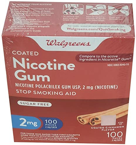 Walgreens Nicotine Replacement Gum 2Mg, Cinnamon, 100 ea