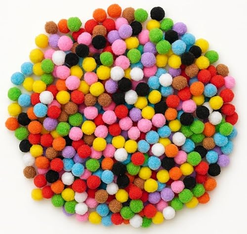 Small Pom Poms for Crafts 500 Mini Pom Poms for Crafting 10mm Coloured Pompoms for Kids Art Projects DIY Decorations Classroom Craft Supplies