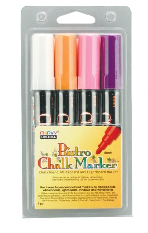 Uchida 480-4B Bistro Chalk Marker Set, Fluorescent Colors, 1 Count (Pack of 4)