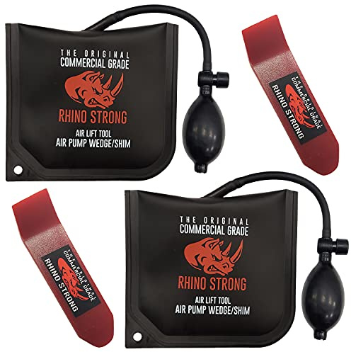 Rhino Strong The Original Commercial Grade Air Wedge Bag 2.0 Pump Professional Leveling Kit & Alignment Tool Shim Bag in The Popular Medium Size (2 Pack).