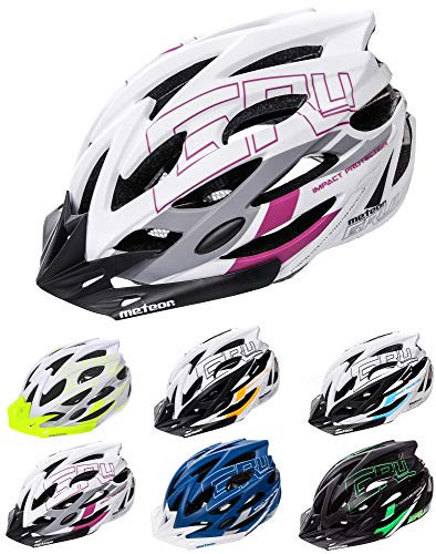 meteor Fahrradhelm Herren Damen Kinder-Helm MTB rollerhelm kinderfahrradhelm Mountainbike rennradhelm Inliner skaterhelm BMX fahradhelm Scooter Jungen Bike Helmet L 58-61 cm Weiß/Grau/Aubergine
