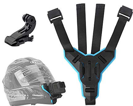 TELESIN Helmhalterung Motorrad mit Gebogenem Kinn für GoPro Hero 12/11/10/9/8/7/6, DJI Osmo Action, Insta360, Rutschfestes Silikon, Action Kameras Zubehör