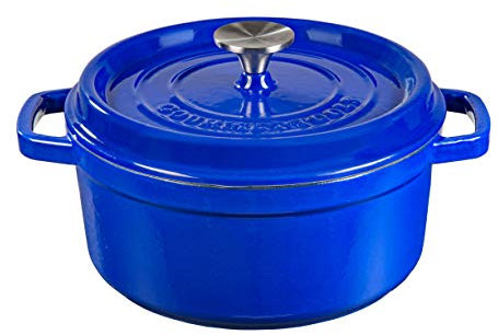 XSQUO Useful Tech Pentola in ghisa con Rivestimento ceramico vetrificato Gourmet Tools. Dimensioni: 24 cm, Ferro, Blu