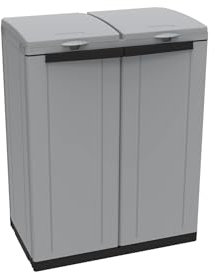 TERRY Contenitore EcoCab 2 per Raccolta differenziata - 68x39x88,7 cm - 2 portasacco da 110 L ciascuno - Grigio/Nero