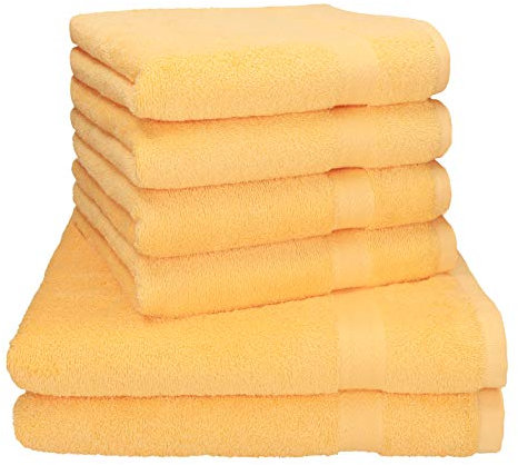 Betz Premium Handtuch-Set - 6 teiliges Handtücher-Set - 2X Duschtücher - 4X Handtücher - 50x100 cm - honiggelb