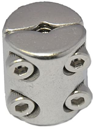 Anello di bloccaggio per fune metallica da 4 mm, 2 pezzi, con 4 viti, morsetto in acciaio inox A4 NIRO, AISI 316 Nirosta