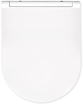 EMKE WC Sitz mit Absenkautomatik, Toilettendeckel D Form Klodeckel mit Absenkautomatik, Toilettensitz Klobrille mit absenkautomatik Abnehmbar WC Deckel Toilettenbrille Weiß 150KG