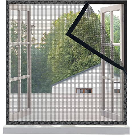Risareyi Fiberglas Fliegengitter Fenster 50x55cm, Klettverschlusskanten, Grau Verstärktes Mesh Insektenschutz Moskitonetz Fenster Hält Insekten/Fliegen/Mücken Fern, mit Klebeband
