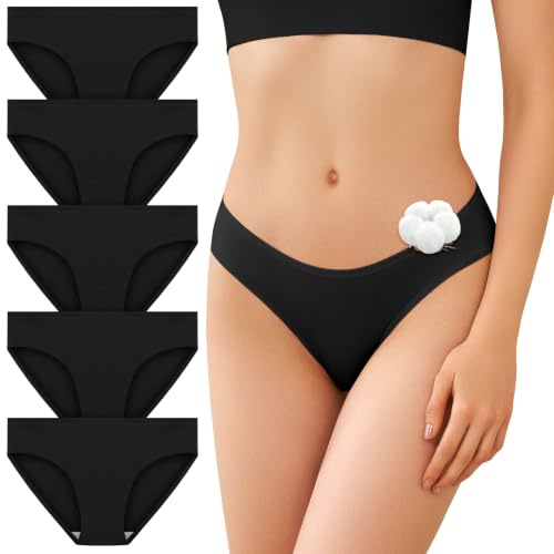 SIMIYA 7/10 Pack Cotton Underwear Women,Low Rise Knickers for Women | Soft Breathable Comfortable Ladies Bikini Briefs Stretchy Hipster Panties for Daily Wear, Multipack