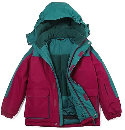 YINGJIELIDE Girl's Waterproof Ski Jacket,Kids Outdoor Snowboarding windproof Jacket,Fleece Lined Hooded,Warm Winter Snow Coat 5-6 Years