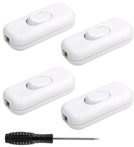 GZGXKJ 4pz Interruttori per Lampade Interruttore in Linea 6 A, 250 V Interruttore Bipolare Lampada a 2 poli, Adatto per Interruttori Della Luce in Ufficio e a Casa (Bianco)