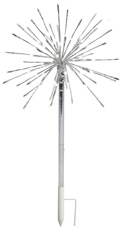 Holiday Bright Lights 16 Inch Pure White LED 3 in 1 Starbust Light in Silver Yard Stake Hanging Starburst Decoration