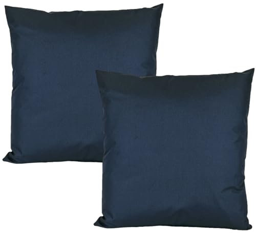 JACK 2er Set Outdoor Kissenhülle Kissenbezug 50x50cm Wasserfest Sitzkissen Lounge Kissen Garten Stuhl Lotus Effekt, Farbe:Marine