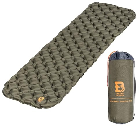 Badger utomhus campingmatta 188 x 58 cm - ultralätt liggmatta, vandringsmatta, strandmatta, isoleringsmatta, uppblåsbar sovmatta, överlevnadsutrustning, utomhusmatta, vandringsdyna