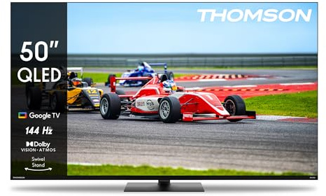 THOMSON 50 Tum (126cm) QLED Pro 144Hz Google Smart TV, Wi-Fi, Dolby Audio, HDR10, Bluetooth 5.1, Triple-Tuner (Kabel/Satellit/Antenn), HDMI, CI+, A+ Panel - 50QG7C14