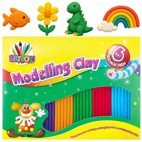 ASPIRE UK Modelling Clay for Kids in 6 Bright Colours | Non-Toxic Craft Clay Sticks | Soft & Easy to Shape | Educational Arts & Crafts Fun – Ideal for School, Home & Party Bags