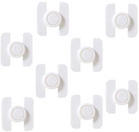 Rieoany Kindersicherung Schrank 8 Stück, Schrankschloss Baby Ohne Bohren, Kühlschrank Schloss und Schubladensicherung, Weiße Schranksicherung Baby