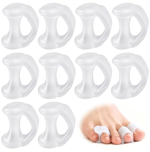 Volink Silicone Toe Separator 5 Pair, Gel Spacers for Overlapping Toes, Soft Toe Straighteners for Bent Toes Hammer Separators Bunions,Pain Relief Foot Realignment for Women Men (Clear, One Size)