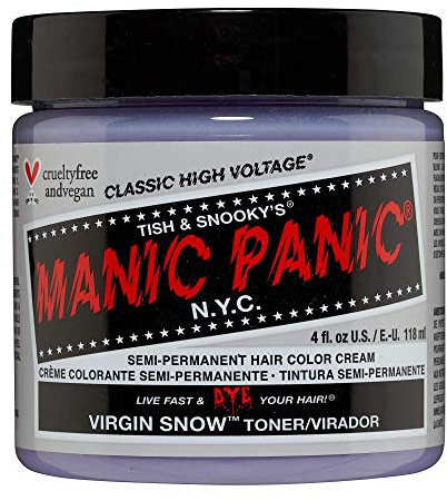 MANIC PANIC Virgin Snow Blonde Toner - Semi Permanent Hair Dye - For Light Blonde Hair Or Bleached Hair - Removes Brassiness (4oz)