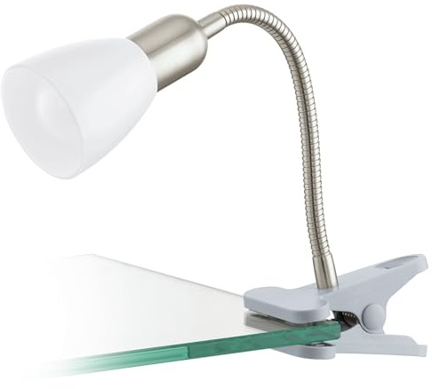 EGLO LED Klemmlampa Dakar 3, klämspot i metall krom, plast vit och silver