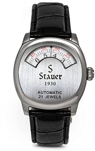 Stauer 1930 Dashtronic Watch – Cotswold Genuine Mens Watches Leather Band w/ 39MM Stainless Steel Case – Automated Movement & 3-ATM Water Resistant Watch