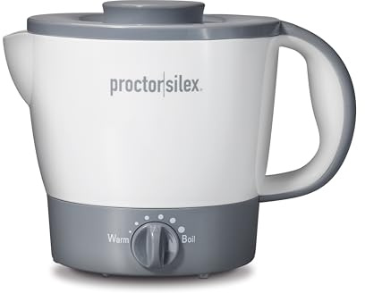 Proctor Silex 32oz Adjustable Temperature Hot Pot, Electric Kettle for Tea, Boiling Water, Cooking Ramen, Noodles and Soup, PFAS-Free Nonstick Coating, White (48507MN)
