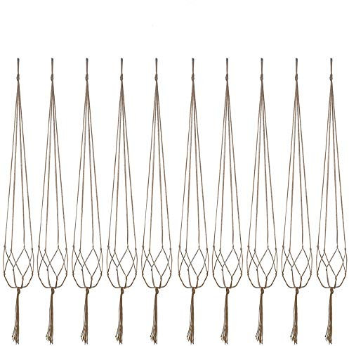 KICOCO Plant Hanger, 10 Pieces Hanging Planter Flower Pot Plant Holder Basket Jute Rope Holder for Indoor Outdoor Garden Home Decorations (Natural)