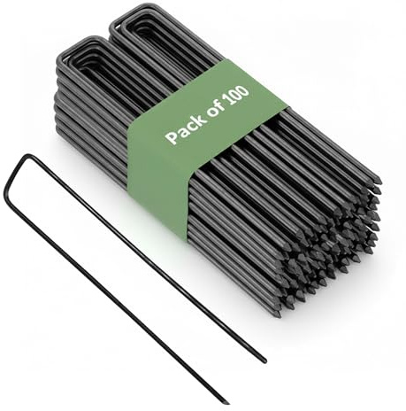 GARDENIX Pack of 100 IronPEG ground anchors made of steel wire 150 x 30mm - Ø 3mm for securing weed fleece, nets, groundsheets, wire mesh