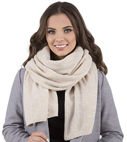 VIVISENCE Damen Winter Schal Aus Modischer Gemütlich Wärmendem Garn Mit Dekorativer Bindung Für Kalte Wintertage Frauen Elegante Und Sportliche Outfits Winter Herbst Modell 7101, Beige,Einheitsgröße
