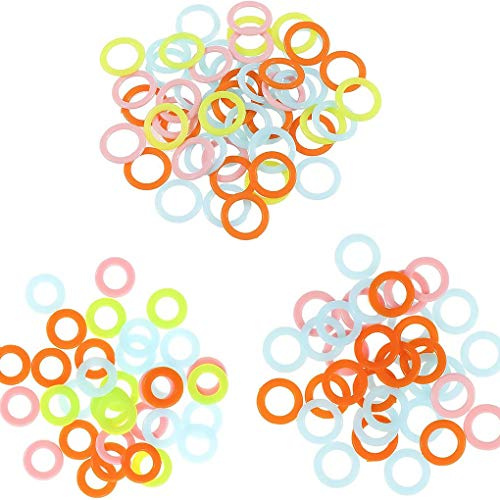 teng hong hui 100pcs Ronde en Plastique Multicolore Tricot Crochet Anneaux Crochet de Verrouillage Marqueurs Stitch Anneaux Clips Aiguille