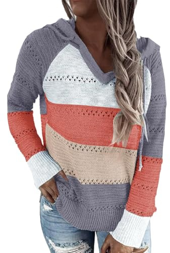 GOLDPKF The Comfy Hoodie Womens Tops Striped Sports Casual Blouses Longline Ladies Jumpers Winter Dresses for Women Comfy Blanket Hoodie Sweater for Women Tops Gray M UK 10 UK 12