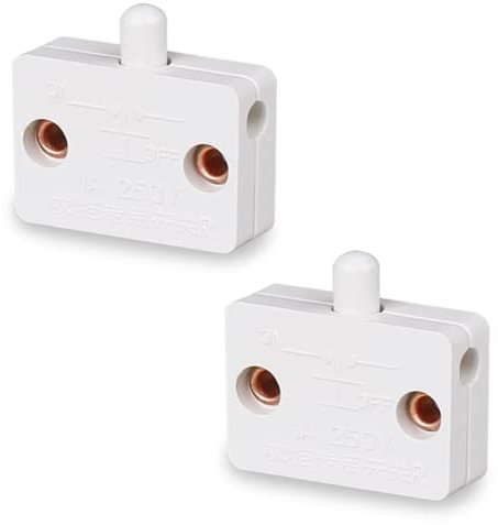 Lot de 2 interrupteurs de porte de placard 1 A 250 V - Interrupteur de contrôle automatique pour placard - Interrupteur poussoir pour briser la lumière - Pour tous les types de portes d'armoire