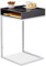 Relaxdays Beistelltisch, C-Form, HBT: 63x37x38 cm, Sofatisch zum Unterschieben, MDF & Metall, Ablagefach, schwarz/Silber