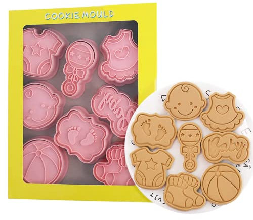 Lot de 8 emporte-pièces 3D en plastique pour fête prénatale pour enfants, motif dessin animé pour pâtisserie, décoration de gâteau