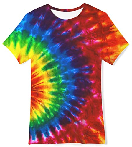 Belovecol Maglietta per Ragazzi e Ragazze in Cotone Tie-Dye Tinta Unita Maglietta Basic Traspirante Fitness per Bambini 6-8 Anni
