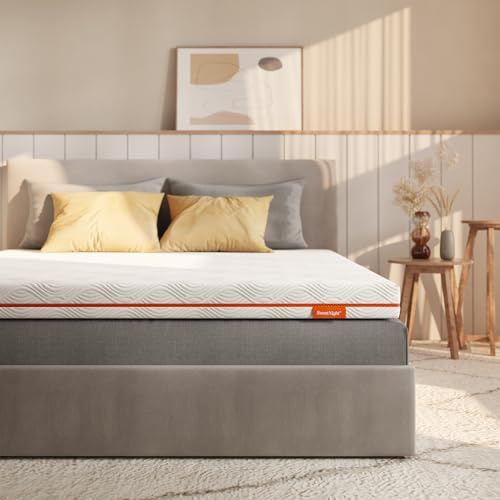 Sweetnight Topper Colchón Viscoelástico Grosor de 10cm, 80x200cm, Sobrecolchón de Espuma con Memoria en Gel, Funda Desmontable, Lavable y Transpirable, 80x200x10cm