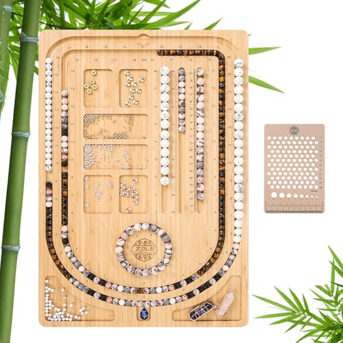 ZDLS Perlen-Tablett, Schmuck-Messbrett, Holzperlen-Design für Schmuckherstellung, ideal für Anfänger und Profis, 42 x 29 x 1,3 cm
