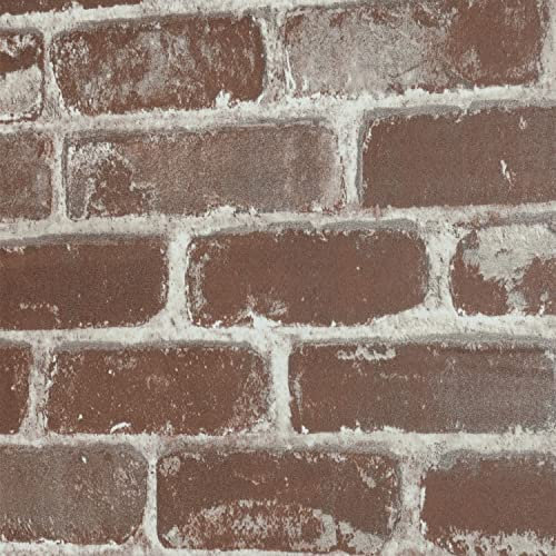 FENTIS Rojo-Marrón Efecto Ladrillo Papel Pintado Vintage Autoadhesivo Pegatina Pared Rústico Pelar y Pegar Papel de Contacto Removible Vinilo Película Rollos para Dormitorio Chimenea 44.5x500cm