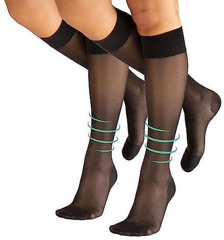 CALZITALY PACK 1/2 Gambaletti Compressione Graduata Forte, Calze Elastiche Contenitivo & Graduate, 140 Den – 18-22 Mm/Hg | Made in Italy (2 Paia - Nero, S-M)