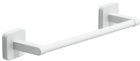 Gedy Tonga Porta Asciugamani Bagno da Parete Lunghezza 30cm, Porta Asciugamani Muro Fissaggio Tramite Viti o Adesivo, Finitura Bianco Opaco, Porta Salviette Bagno da Muro in Acciaio Inox e Cromall