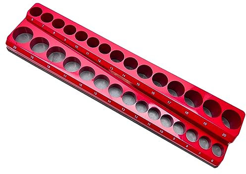 Soporte Magnético para Llaves de Vaso de 3/8 (10,0 mm) - Organizador de Herramientas para 30 Piezas (Largas + Cortas)