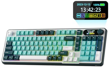 RK ROYAL KLUDGE S98 Mechanical Keyboard w/Smart Display & Knob, Top Mount 96% Wireless Mechanical Keyboard BT/2.4G/USB-C, Hot Swappable, Software Support, Massive Battery, 98 Keys