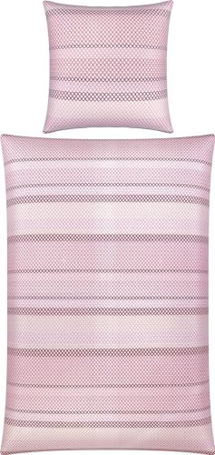 Erwin Müller Bettwäsche, Bettgarnitur Seersucker 100% Baumwolle Beere Größe 80x80 cm / 135x200 cm - bügelfrei, mit praktischem Reißverschluss, temperaturausgleichend