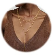 Dochais Collar Lariat de Oro para Mujer, Cadena Larga con Colgante en Y Chapado en Oro 14K, Collar de Perlas CZ Moderno y Multicapa, Regalo de Joyería Fina (Style A)