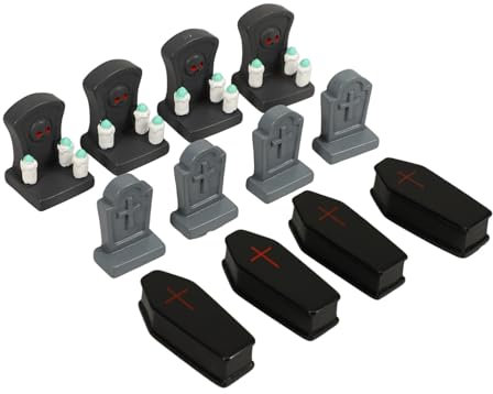 Amosfun Decorazioni Halloween Set 12 Pezzi in Resina Lapidi Tombali e Bare Finte, Ornamenti Per Lapidi Spettrali Per Feste e Case Stregate, Decorazioni Per Tombe e Scenografie Di Halloween